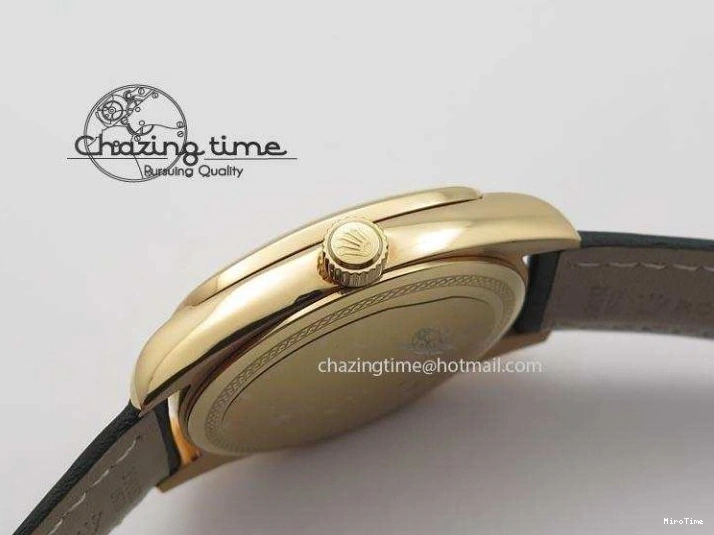 MiroTime 0103 EyeCatching Cellini Date RG Rose Gold Dial Numeral Markers On Black Leather Strap A 3884